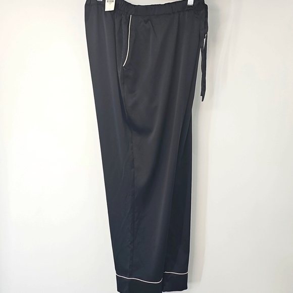 Express Satiny Loungewear Pajama Pants w Drawstring Waist Front Pockets Black - Picture 9 of 11